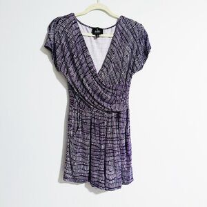 a-line - Plum and White Faux Wrap Romper